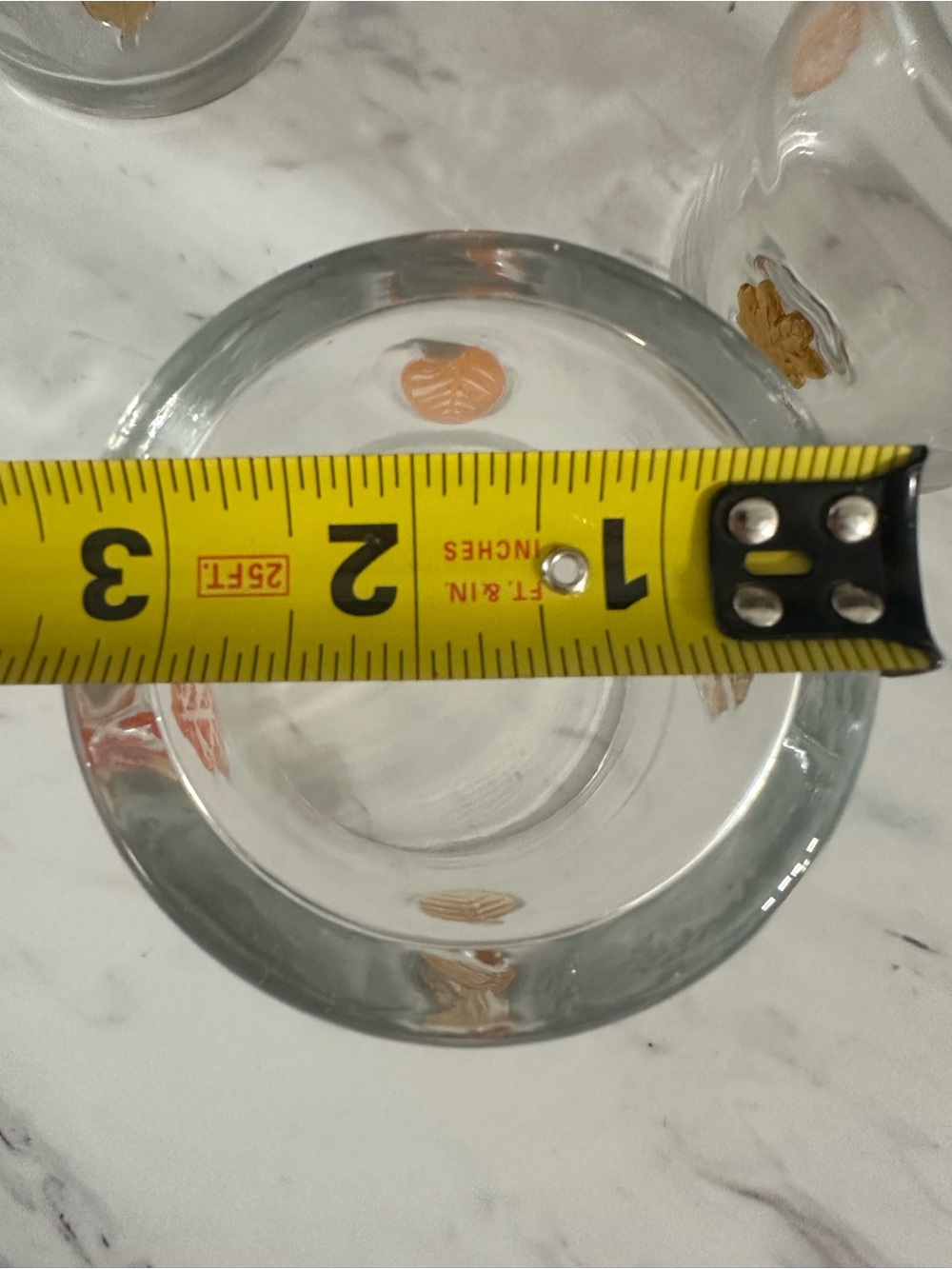 Set of 4 Juice Glasses Orange & Gold Leaf Motif Retro Barware - Picture 5 of 6
